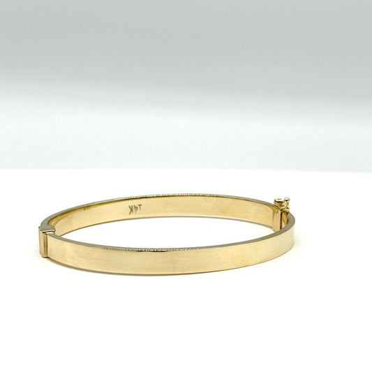 14K Yellow Gold Polished Bangle Bracelet 6mm 5 Inch 10.4g