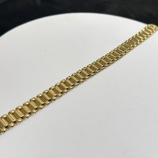 14K Yellow Gold 24.8 Grams 8” Rolex Style Bracelet