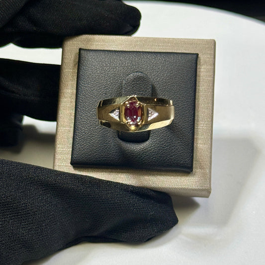 10K Yellow Gold 4.1G Synthetic Alexandrite Gents Ring Size 9 3/4