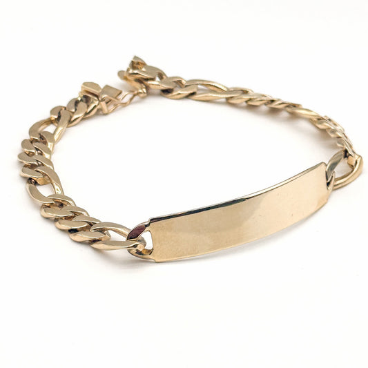 14K Yellow Gold ID Bracelet 8.5” Solid Gold Heavy Chain 30.7g Men’s Classic Engravable Bracelet