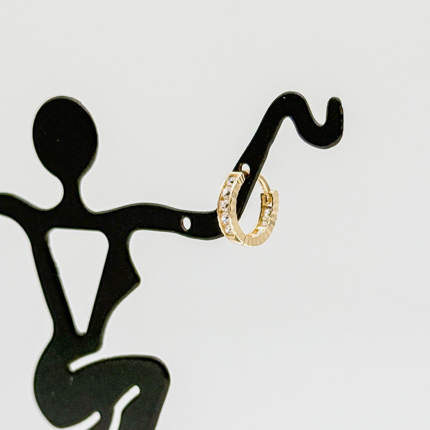 14K Yellow Gold CZ Small Hoop Earrings 2mm Child Size Lightweight 0.8 Grams