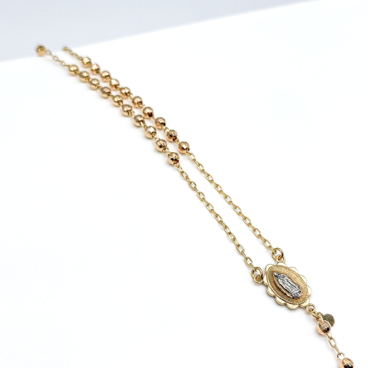 14K Yellow Gold Rosary Necklace 24 Inch Beaded Rosario 4mm 13.9 Grams Cross Pendant