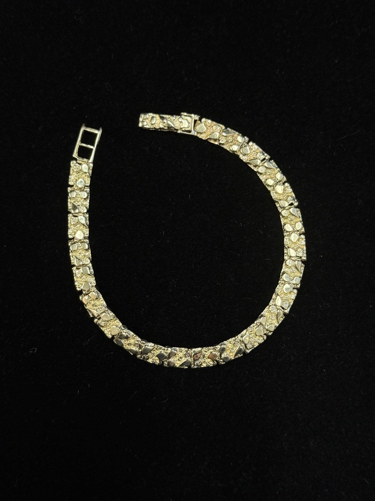 14K Yellow Gold 5.9mm Nugget Link 7” Bracelet