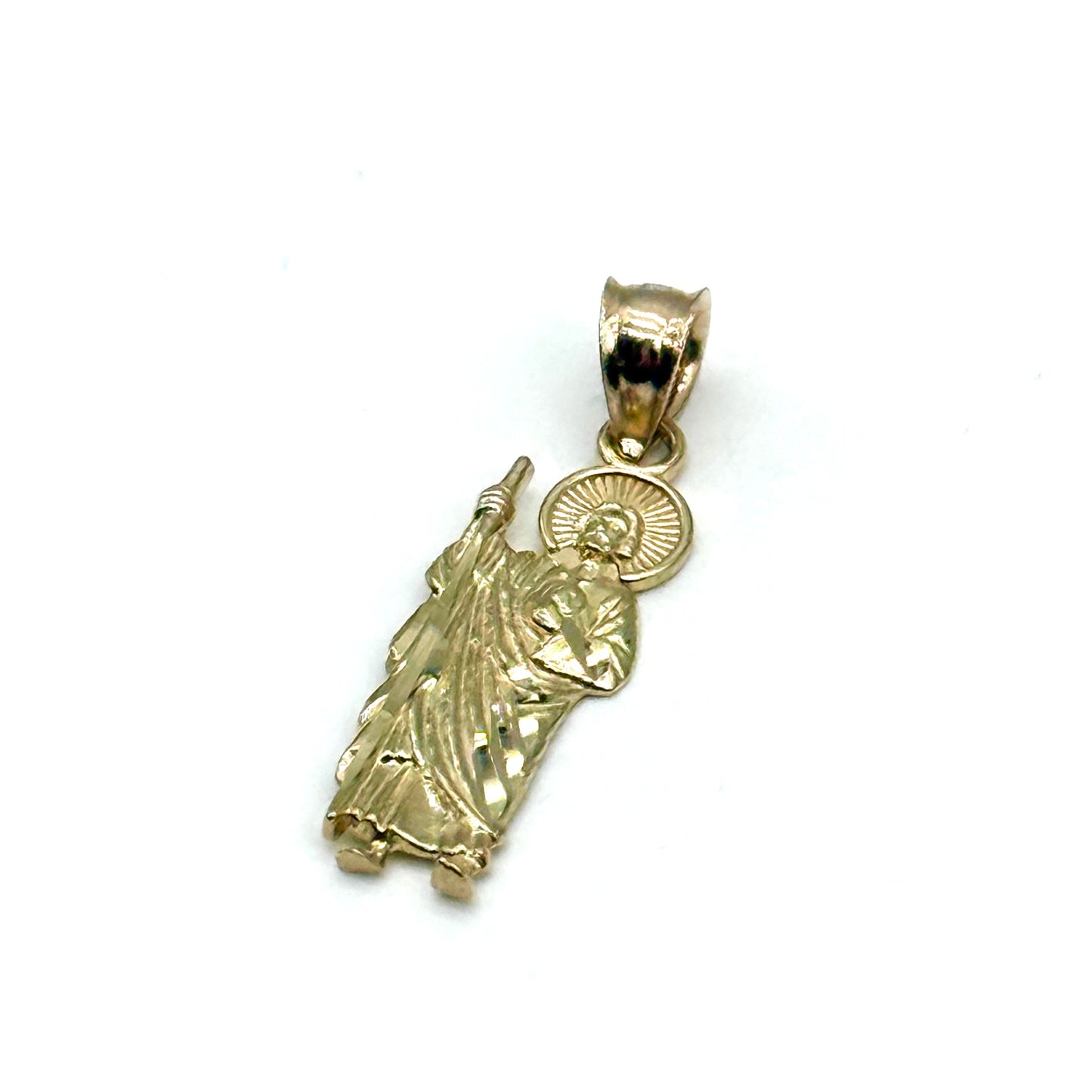 14K Yellow Gold San Judas Pendant 1” Saint Jude Charm Religious 1 Gram