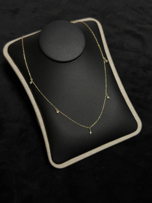 14K Yellow Gold Station Pearl 18” Necklace