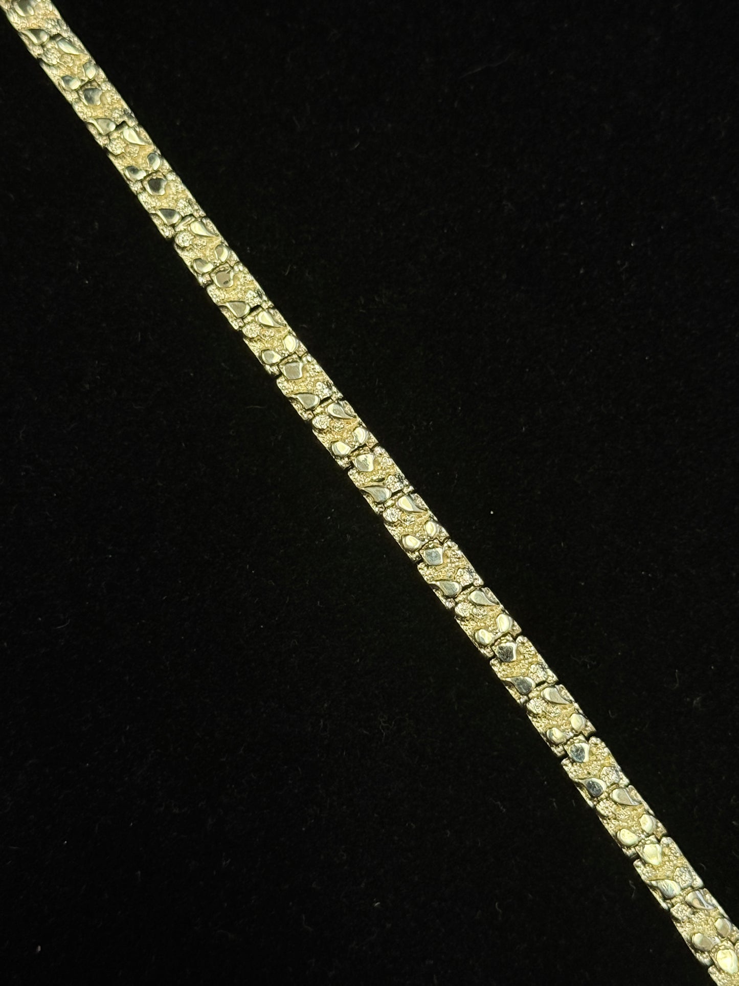 14K Yellow Gold 5.9mm Nugget Link 7” Bracelet