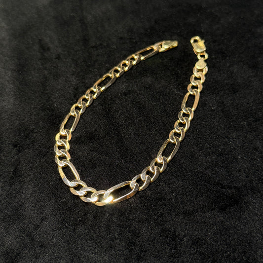 14K Yellow Gold 14.2 Grams 7MM 9.5” Figaro Bracelet