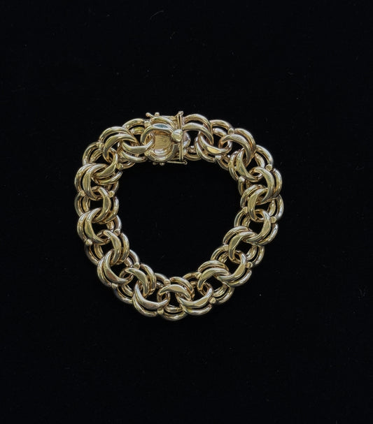 14K Yellow Gold 76.7G 8” Double Curb Link Bracelet 15.5mm