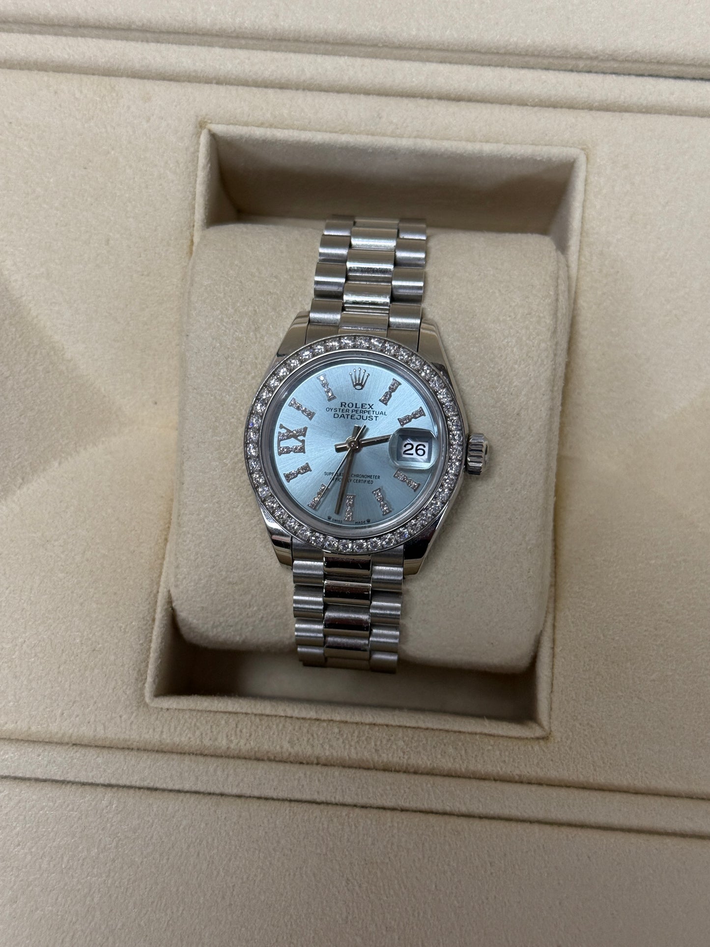 Rolex Datejust Ice Blue Diamond Dial Platinum Ladies Watch – Model 279136BR