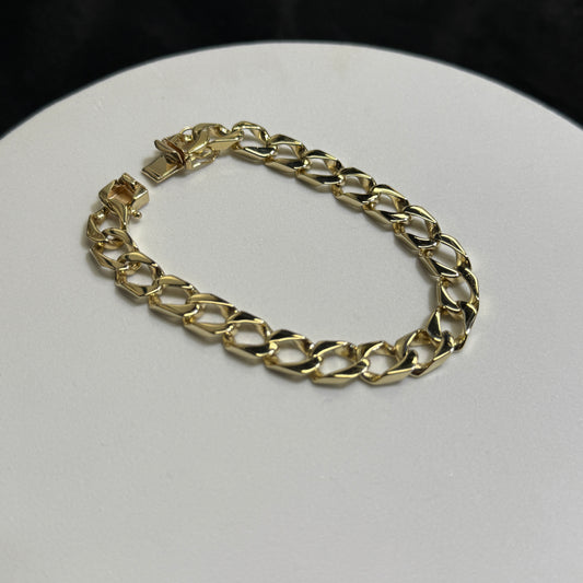14K Yellow Gold 31.4 Grams 8.9mm 8” Squared Curb Bracelet