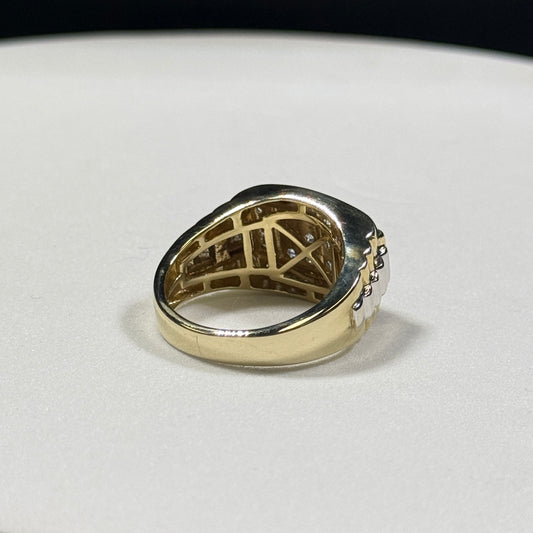 10K Two-Tone Gold Diamond Rolex Link Ring 8.8g – Size 10 (.44ctw)