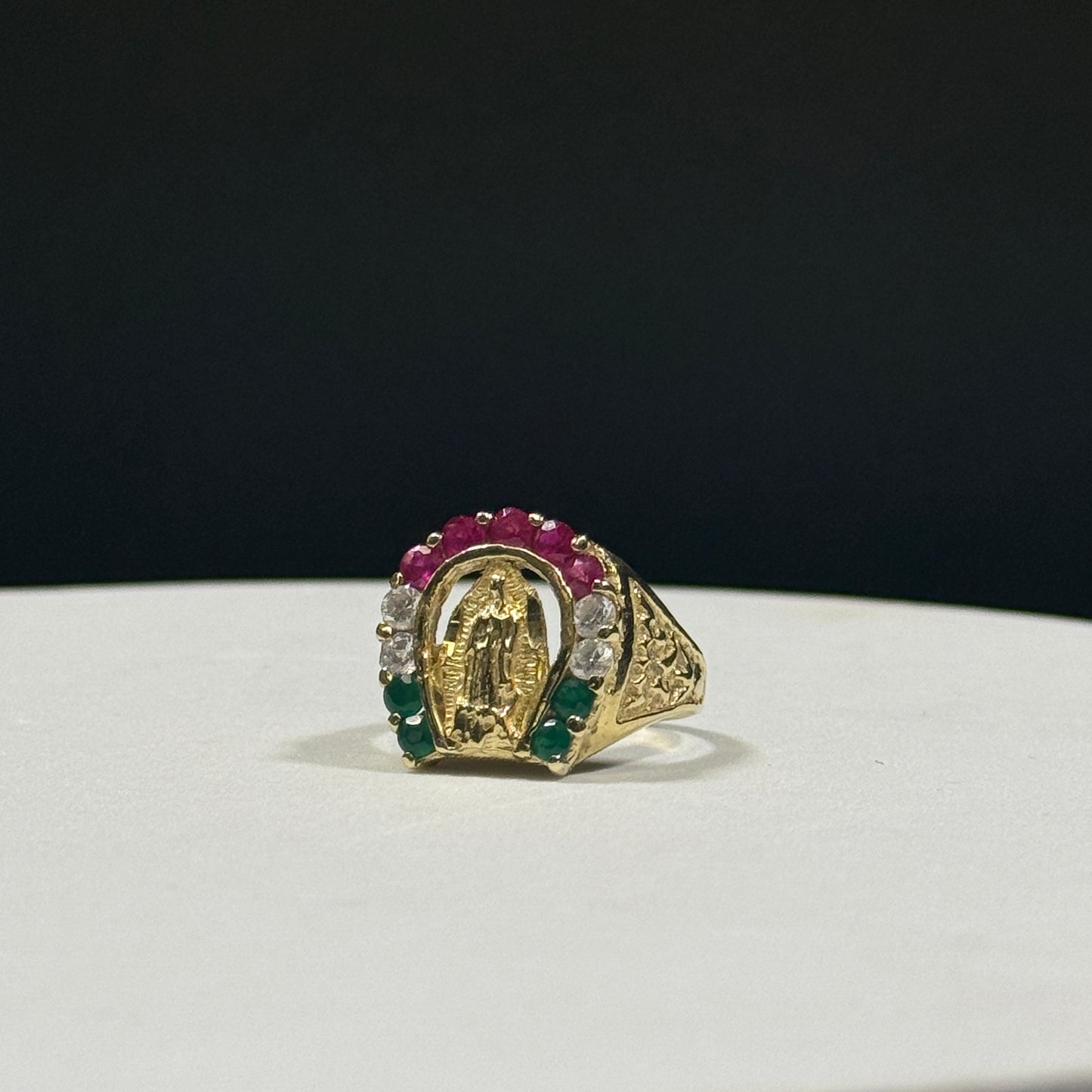 14K Yellow Gold 6.9G Religious Horseshoe Ring Size 10