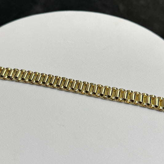 14K Yellow Gold 24.8 Grams 8” Rolex Style Bracelet