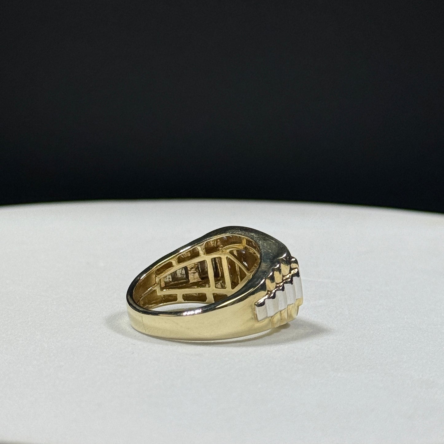 10K Two-Tone Gold Diamond Rolex Link Ring 8.8g – Size 10 (.44ctw)