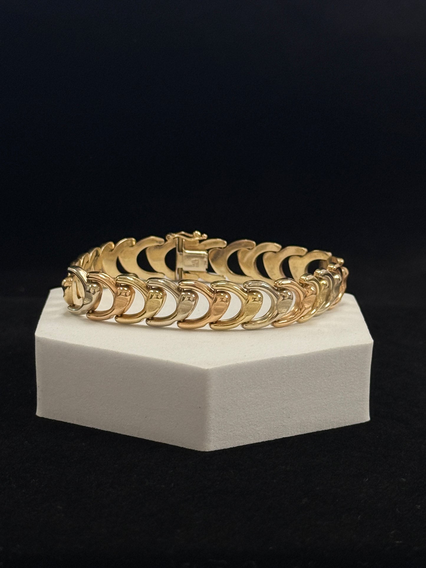 14K Three Tone Gold Wishbone 7” Bracelet