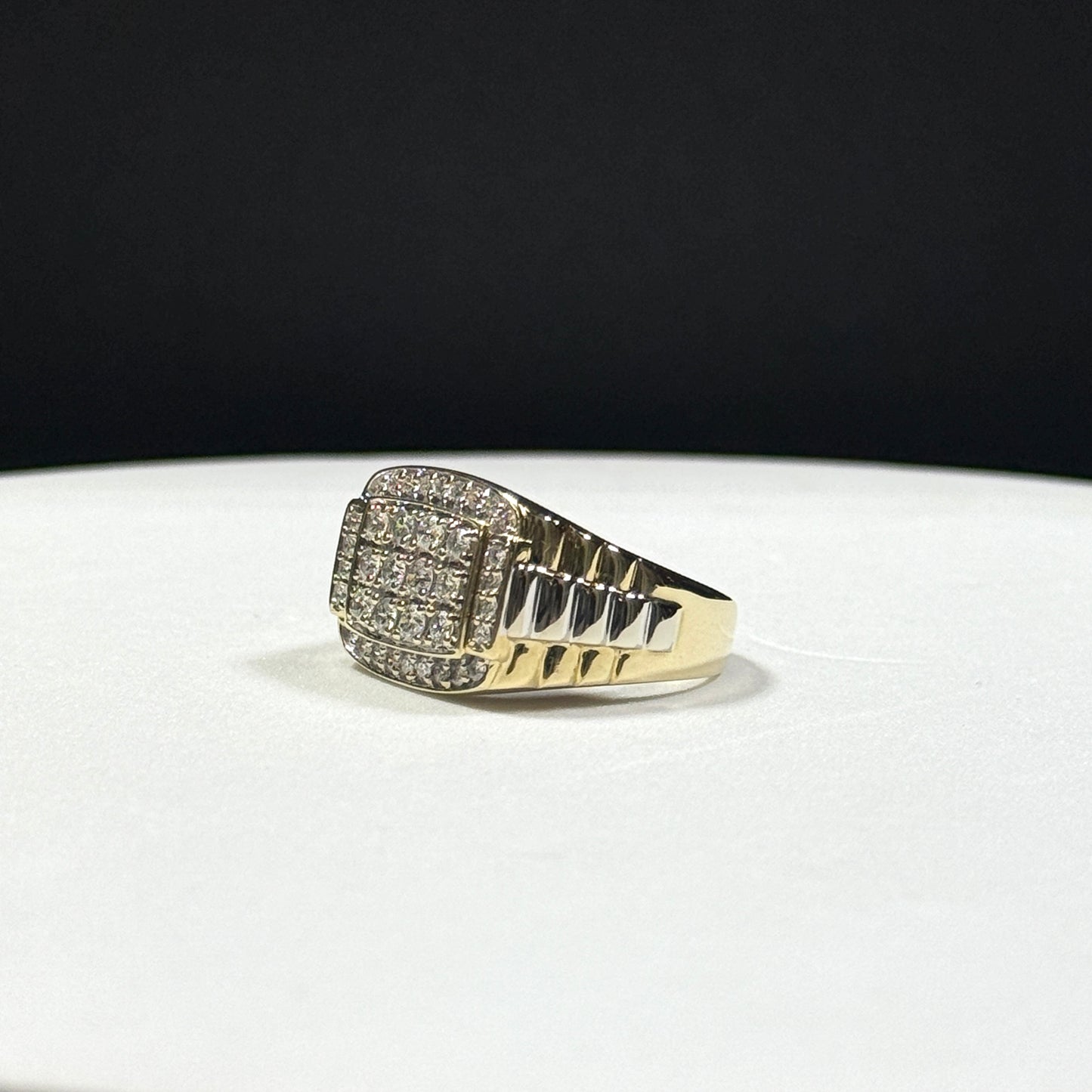 10K Two-Tone Gold Diamond Rolex Link Ring 8.8g – Size 10 (.44ctw)