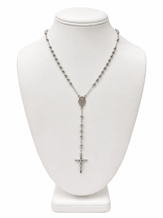 Item 7 - Silver Rosary Diamond Cut 18"