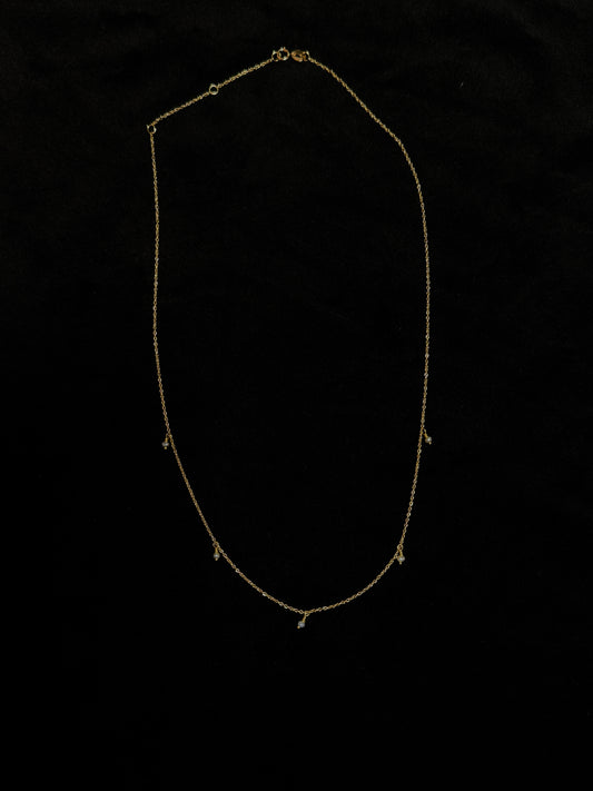 14K Yellow Gold Station Pearl 18” Necklace