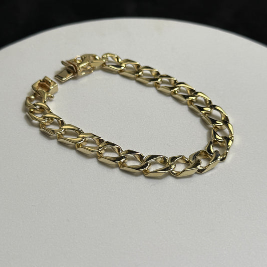 14K Yellow Gold 31.4 Grams 8.9mm 8” Squared Curb Bracelet