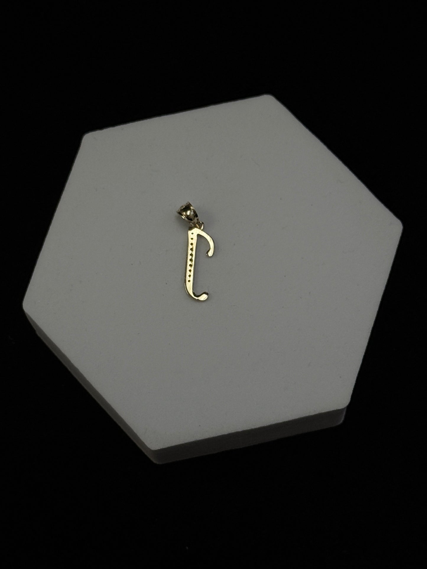 14K Yellow Gold CZ Stones Letter “J” Initial Pendant