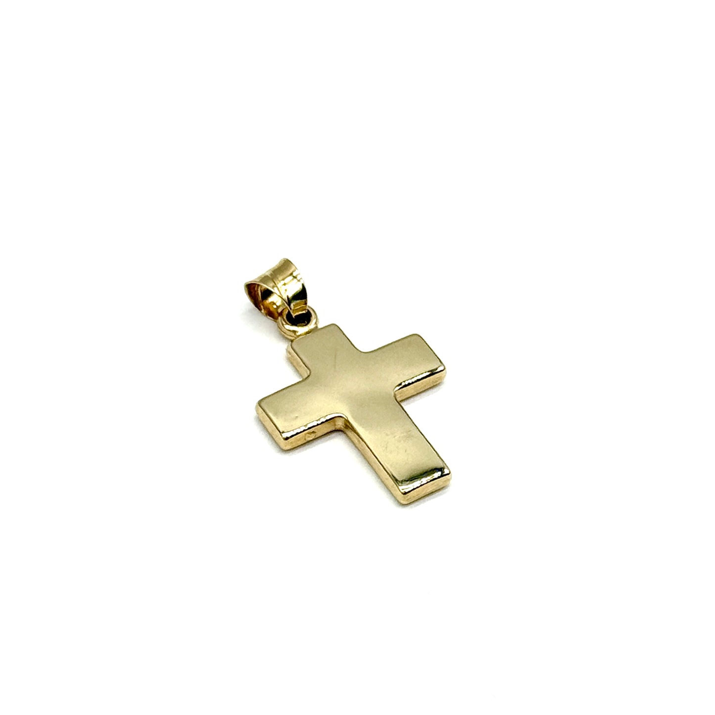 14K Yellow Gold Polished Wide Cross Pendant 1 Inch Solid Religious Charm 1 Gram