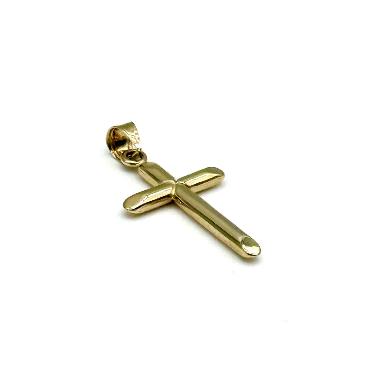 14K Yellow Gold Cross Pendant 1 Inch Polished Religious Pendant 0.5 Grams