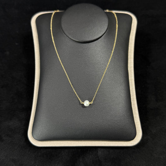 14K Yellow Gold Pearl Station 17" Necklace