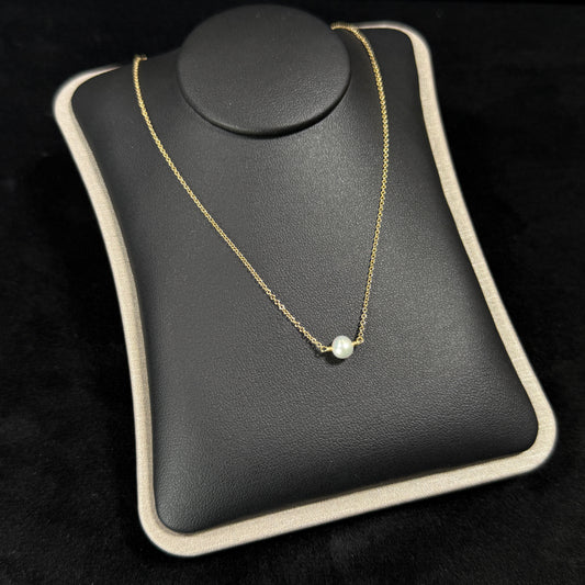 14K Yellow Gold Pearl Station 17" Necklace