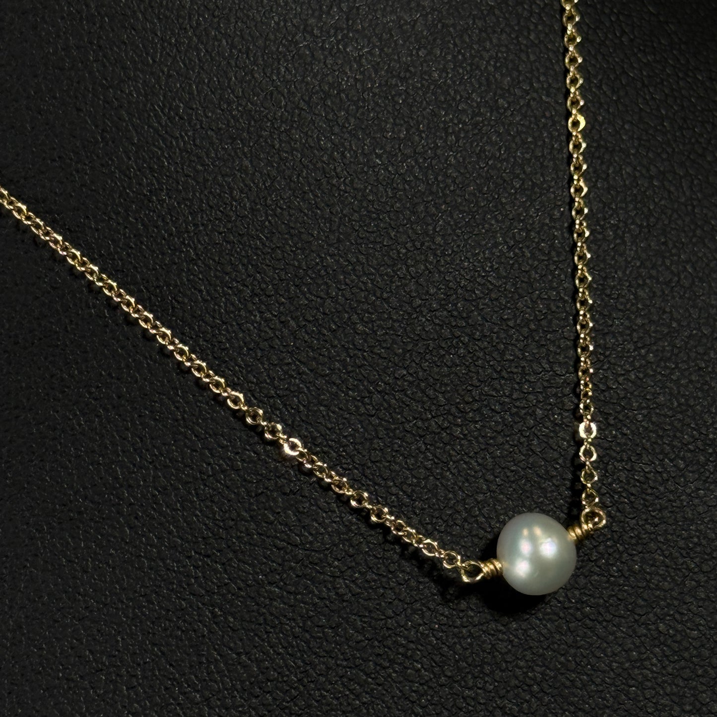 14K Yellow Gold Pearl Station 17" Necklace