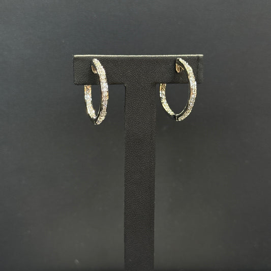 14K White Gold 1.86ctw Diamond Hoop Earrings