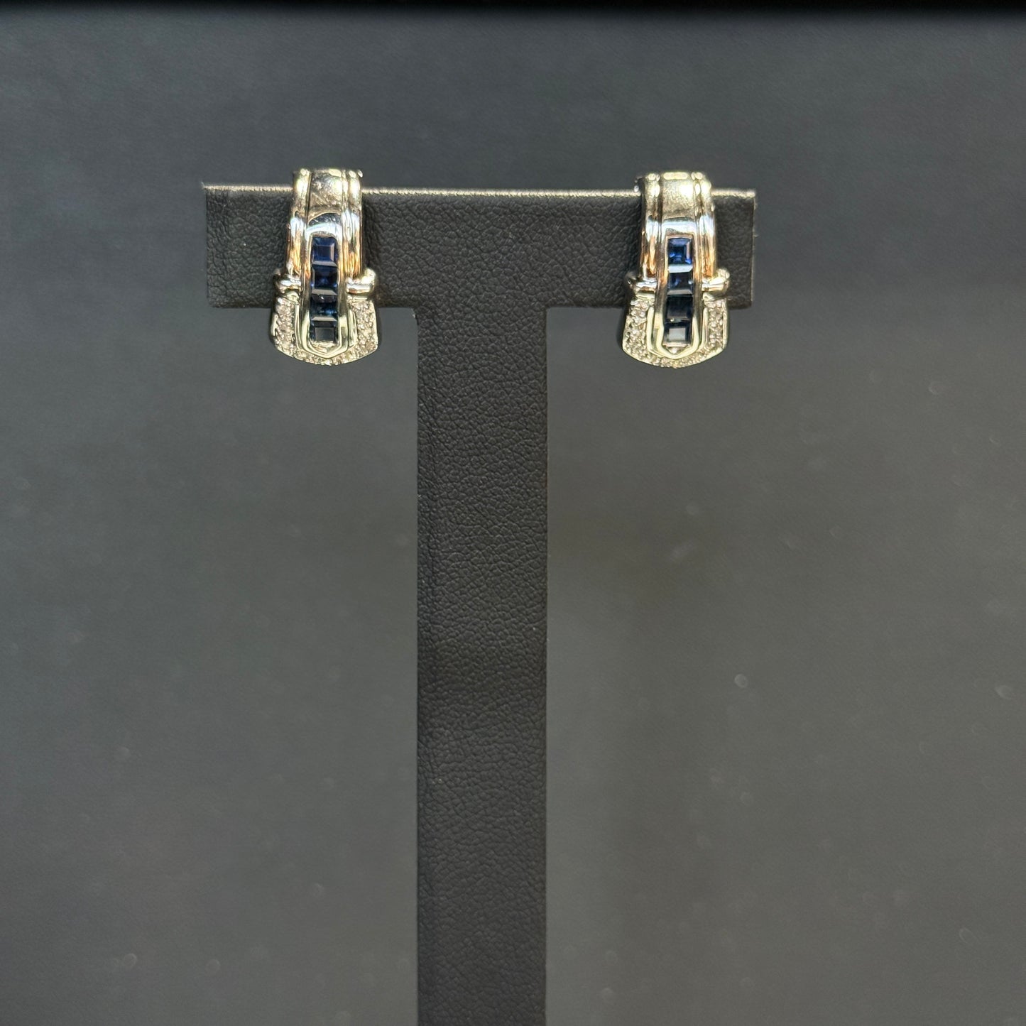 18K White Gold Sapphire & Diamond Clip Earrings