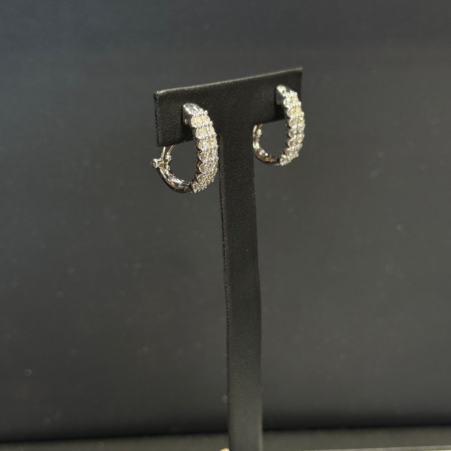 10K White Gold Clipback Diamond Earrings
