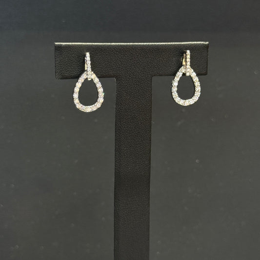 14K White Gold Pear Diamond Dangle 1.15ctw Earrings