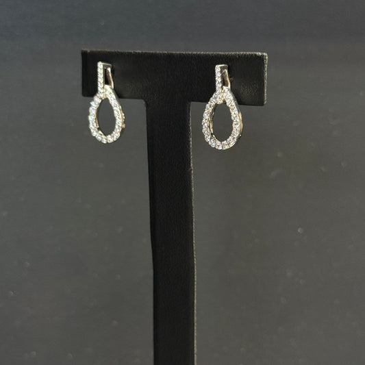14K White Gold Pear Diamond Dangle 1.15ctw Earrings