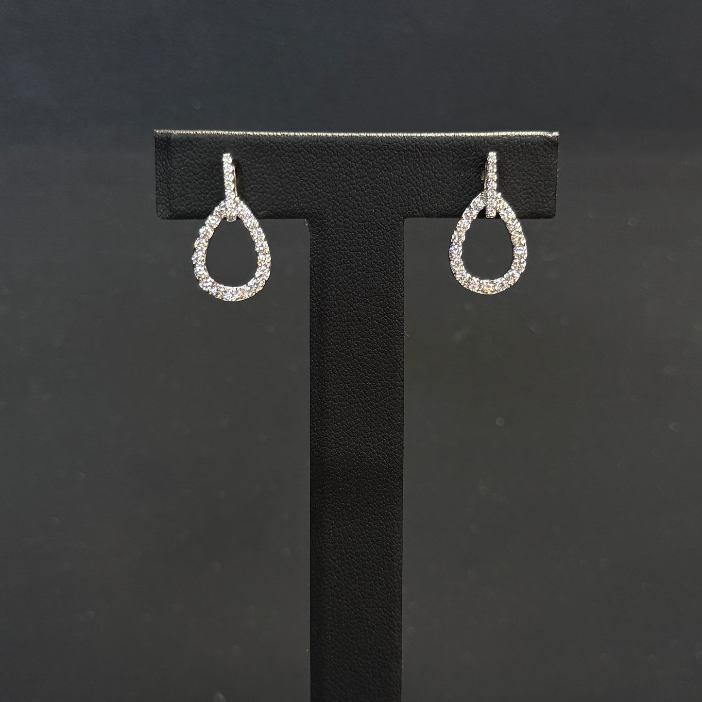 14K White Gold Pear Diamond Dangle 1.15ctw Earrings