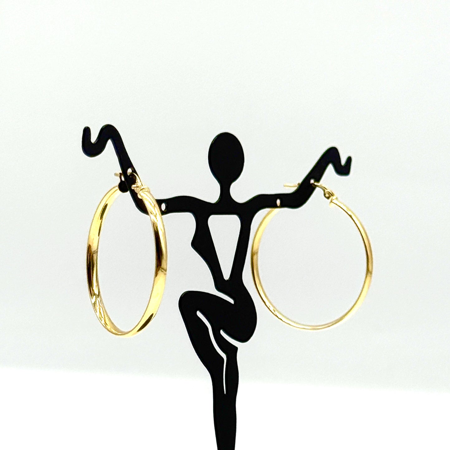 14K Yellow Gold Polished Earrings 1.25” Classic Hoops 1.9 Grams