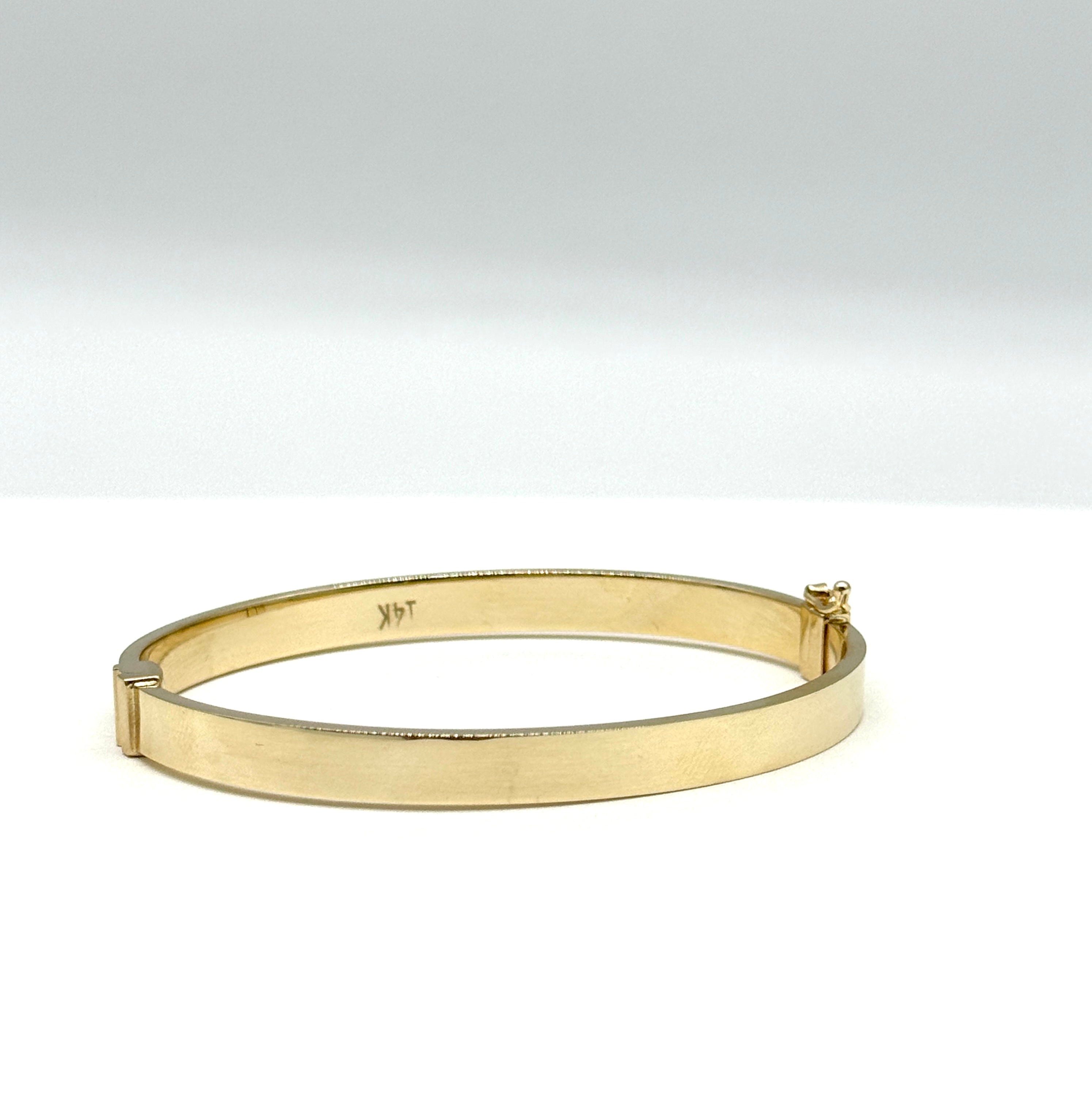 14K Yellow Gold Polished Bangle Bracelet 6mm 5 Inch 10.4g
