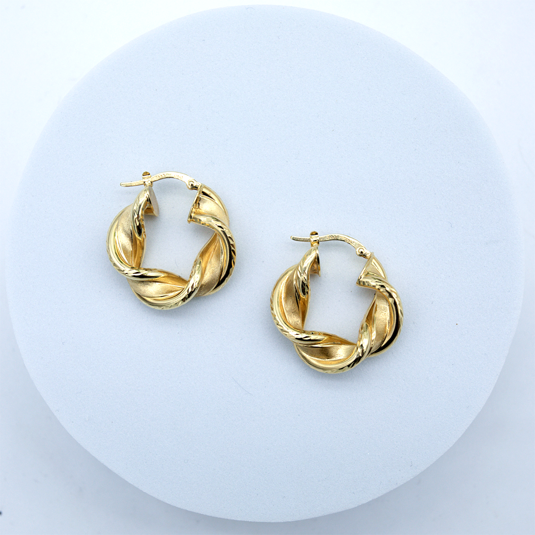 14K Yellow Gold Thick Spiral Hoop Earrings