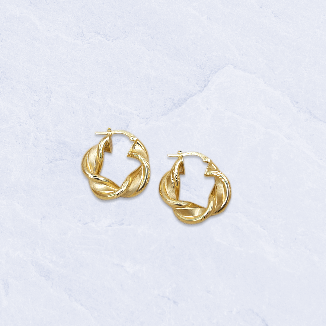 14K Yellow Gold Thick Spiral Hoop Earrings