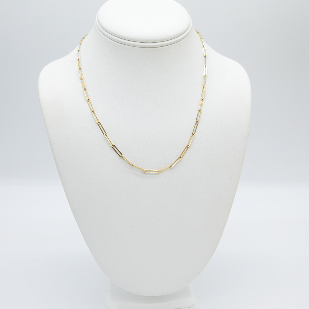 14K Yellow Gold Paper Clip 18" Necklace