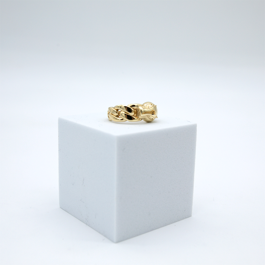 14K Yellow Gold Panther/Cuban Link Wrap Ring