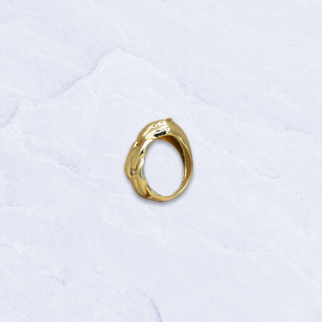 14K Yellow Gold Panther/Cuban Link Wrap Ring