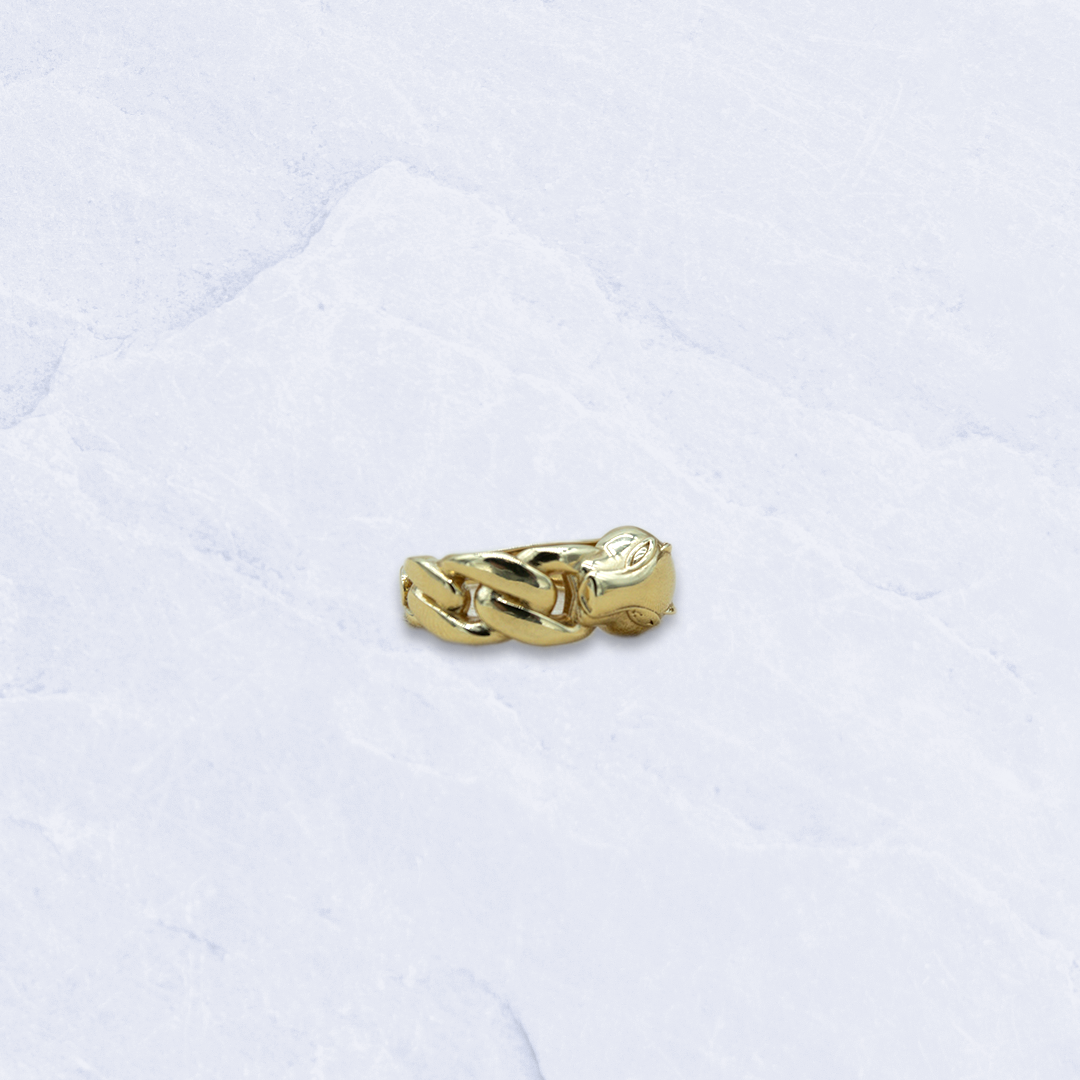 14K Yellow Gold Panther/Cuban Link Wrap Ring