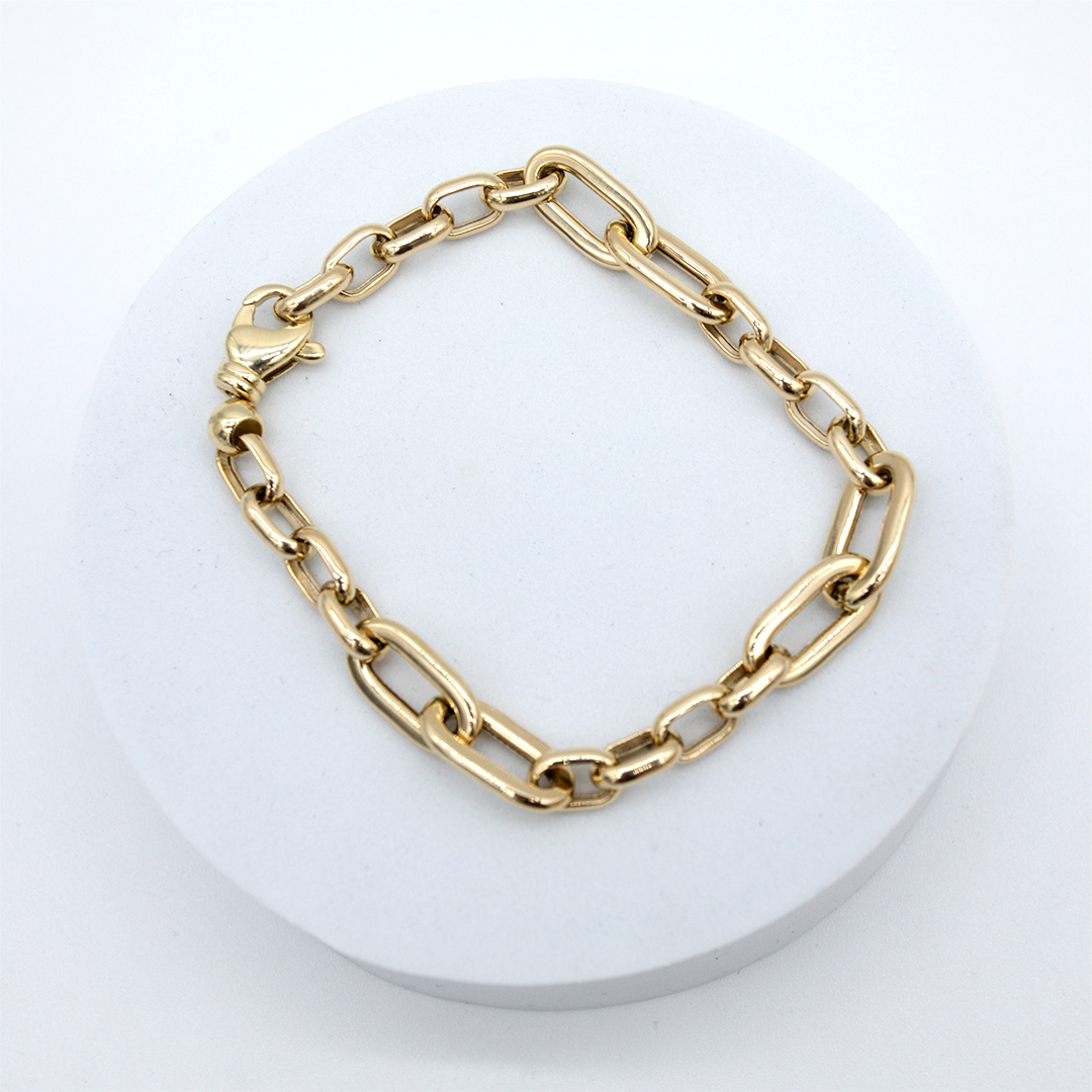 14K Yellow Gold Paperclip/Cable Link Bracelet