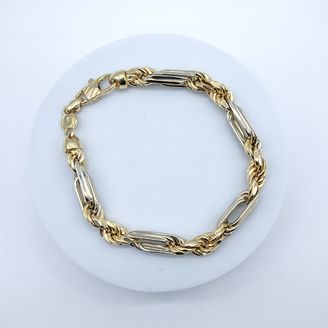 14K Yellow Gold Two Tone Gold Milano Link Bracelet