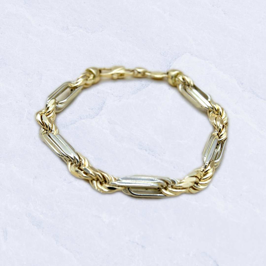 14K Yellow Gold Two Tone Gold Milano Link Bracelet