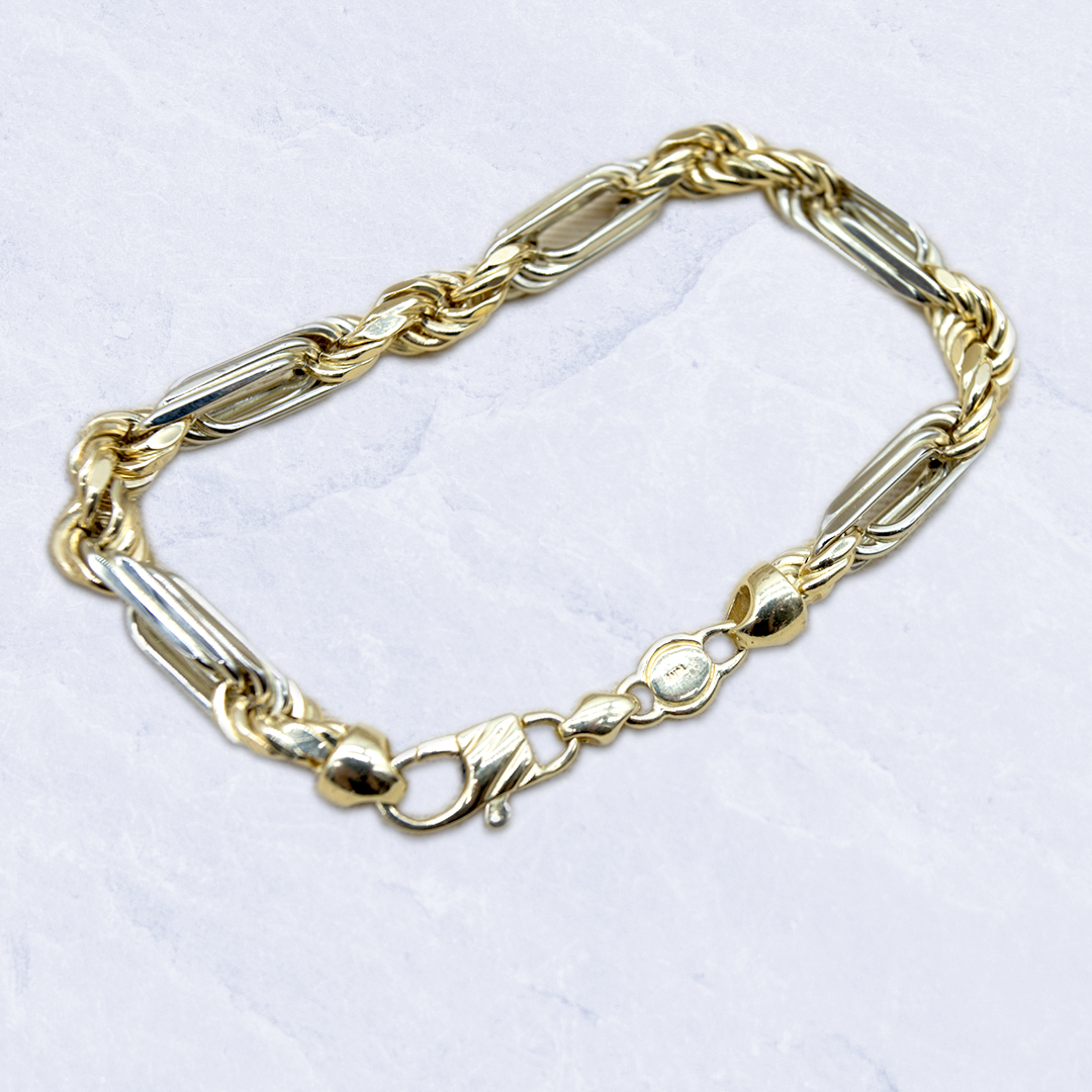 14K Yellow Gold Two Tone Gold Milano Link Bracelet