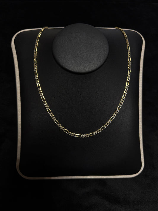 14K Two Tone Gold Figaro Diamond Cut 24” 14.8 grams Chain