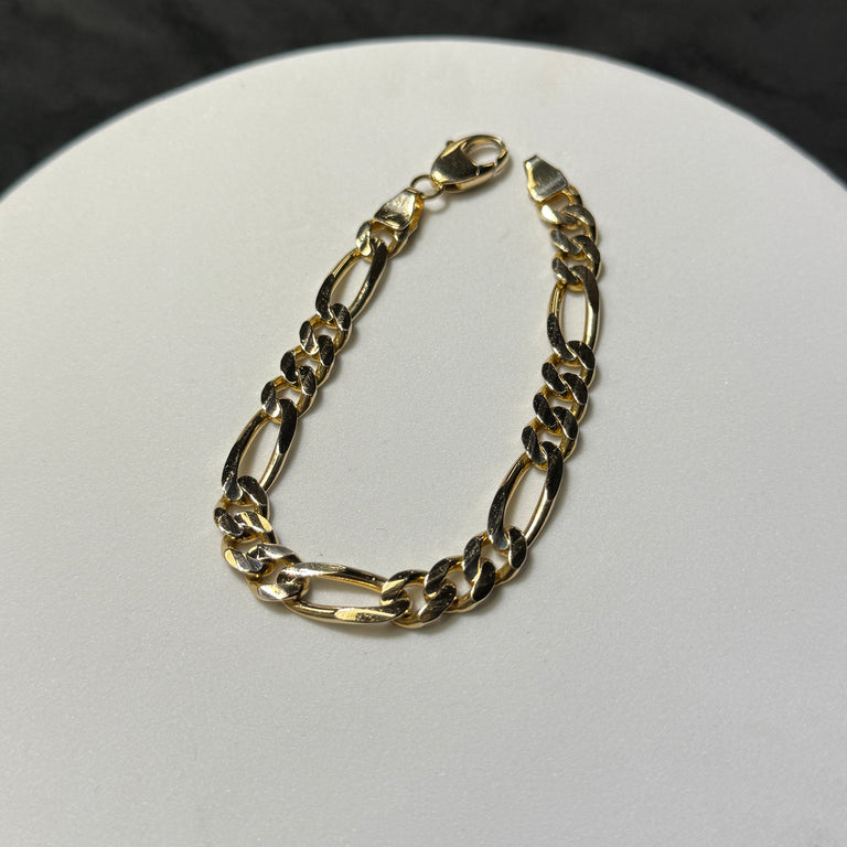 14K Yellow Gold 28.9 Grams 8.4mm Figaro Link