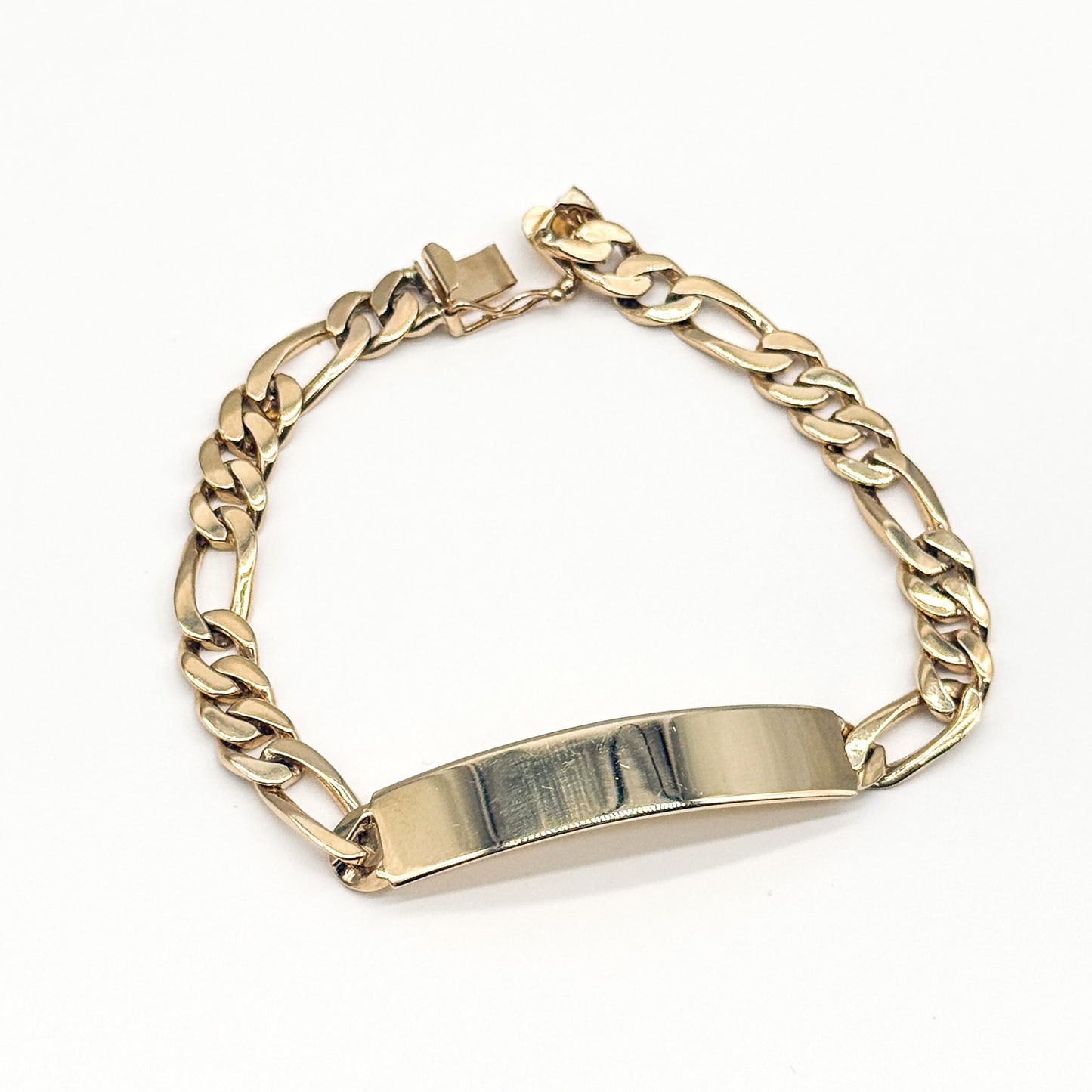 14K Yellow Gold ID Bracelet 8.5” Solid Gold Heavy Chain 30.7g Men’s Classic Engravable Bracelet